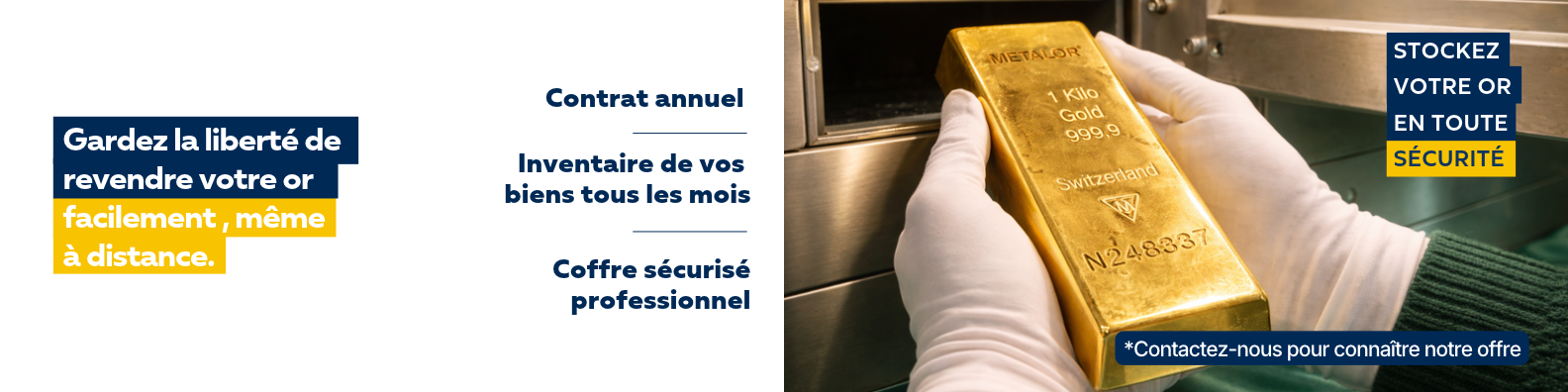offre de stockage de l'or investissement